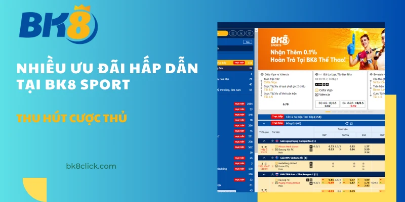 Nhiều ưu đãi hấp dẫn tại BK8 thu hút cược thủ